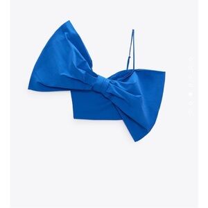 Zara Blue Crop Top with Bow Detail